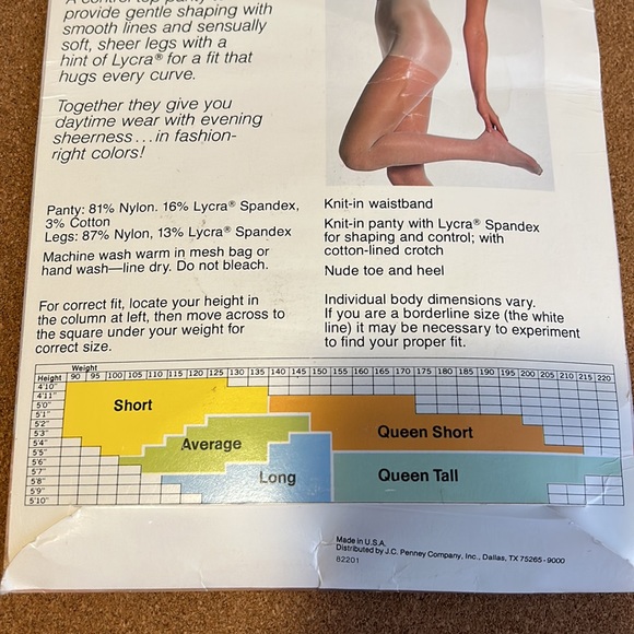 Vintage Sheer Control Top Pantyhose size long bone 81 shiny size M - Picture 12 of 17